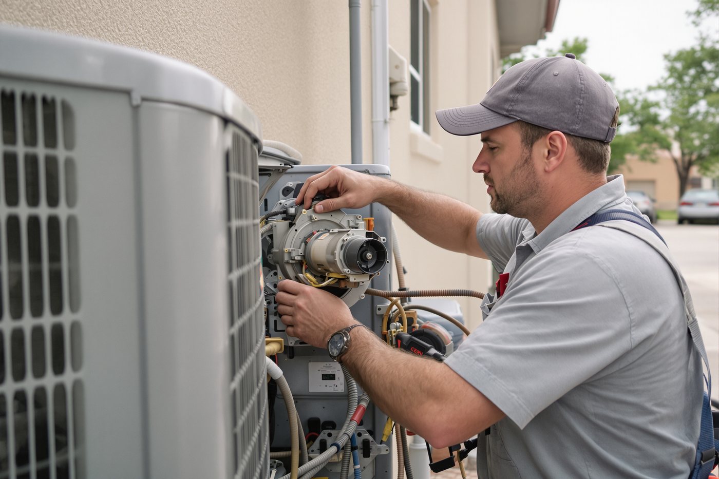 Fixing condenser fan motor
